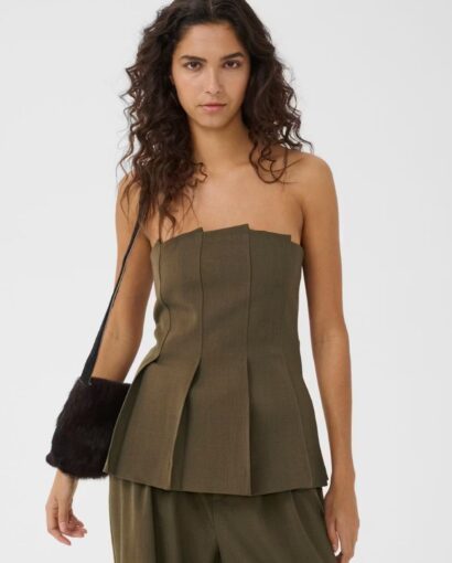 Stacy pleat corsage - Slate black mela