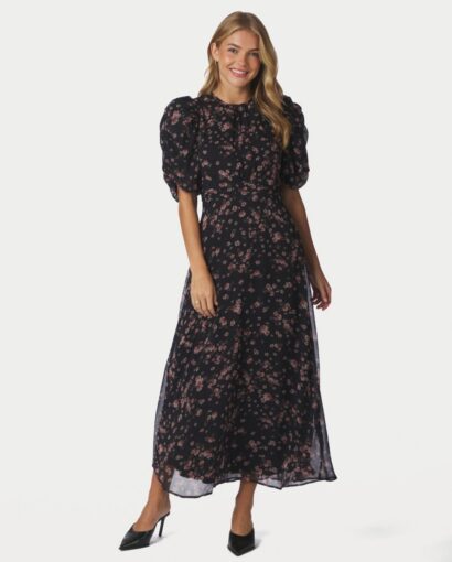 Kikka mini flower dress - Black