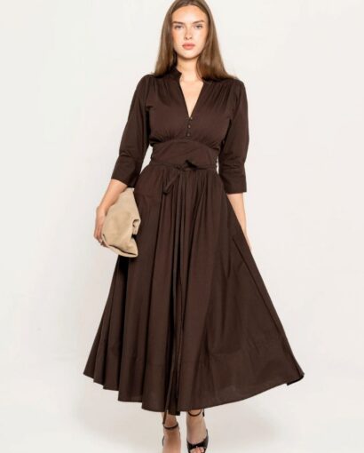 Maria dress - Chocolate poplin