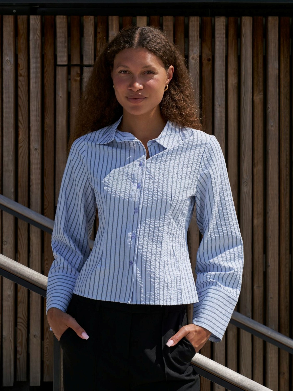Rosa striped crepe shirt – Blue