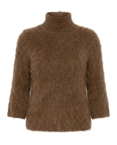 Hairy knit turtleneck - Brown