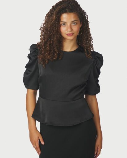 Benua heavy sateen blouse - Black