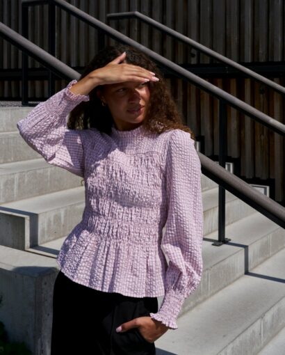 Possa mini check blouse - Light pink