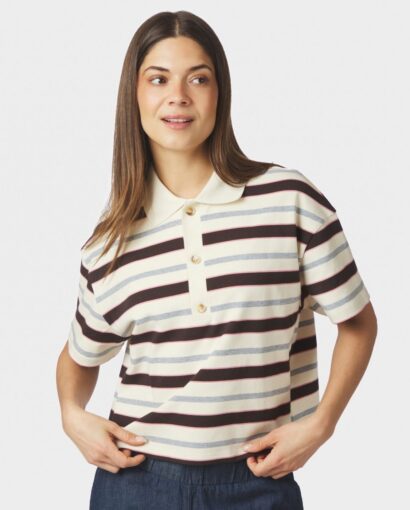 Vennera triple stripe polo tee - Grey