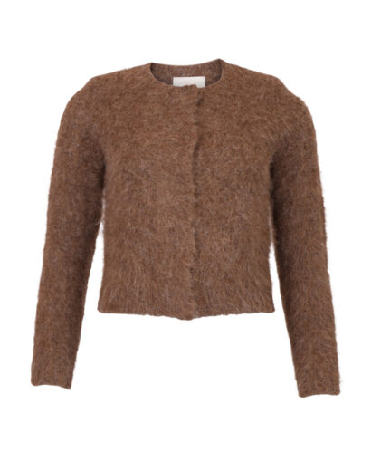 Hairy knit jacket - Brown