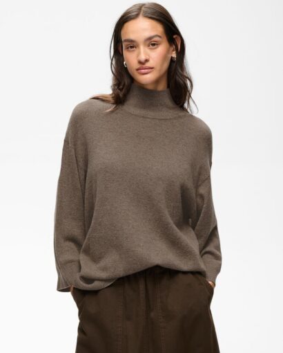 Tally monika highneck - Chocolate brown melange