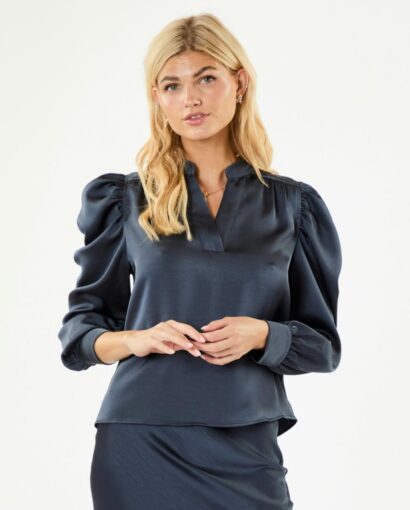 Rosslyn heavy sateen blouse - Midnight blue