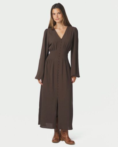Annelie solid crepe dress - Dark brown