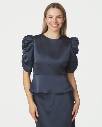 Benua heavy sateen blouse - Midnight blue