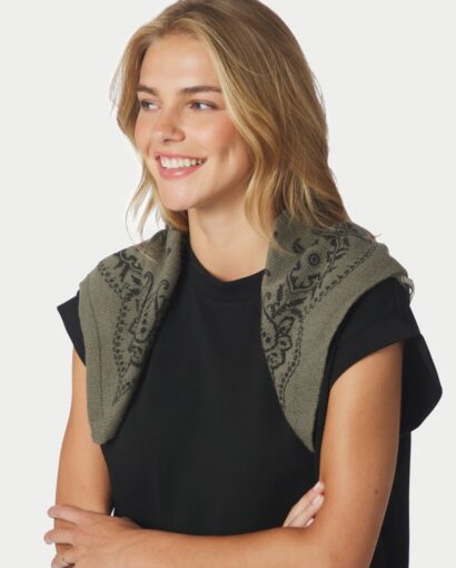 Adelina paisley knit scarf - Army