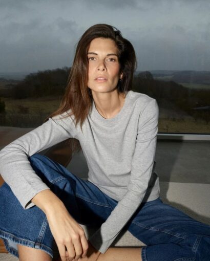 Millie O-LS reg tee - Grey melange