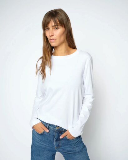 Millie O-LS reg tee - White