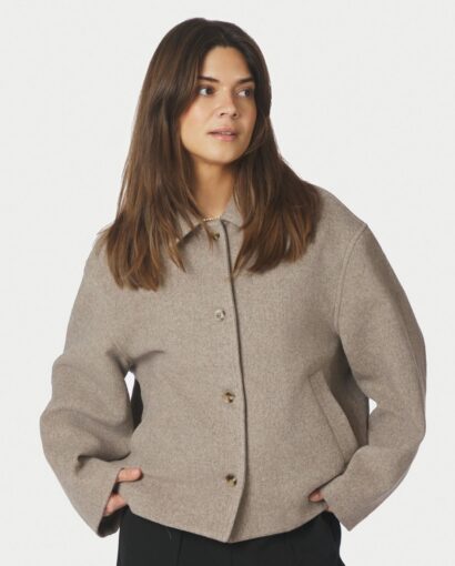 Hamra Herringbone Twill Jacket - Beige Melange