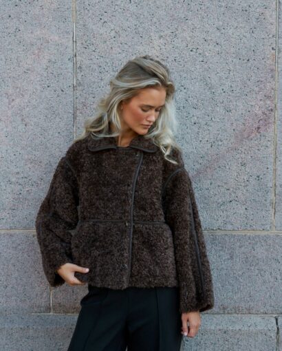 Castor faux fur jacket - Dark brown