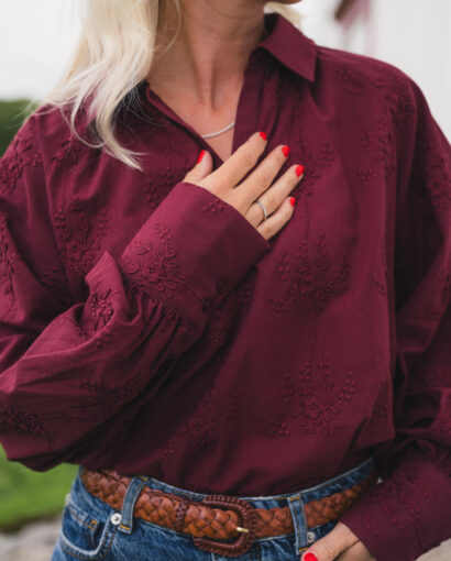 Camilla top EMB - Choco truffle