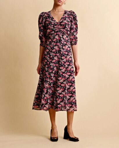 Spring midi dress - Red flora