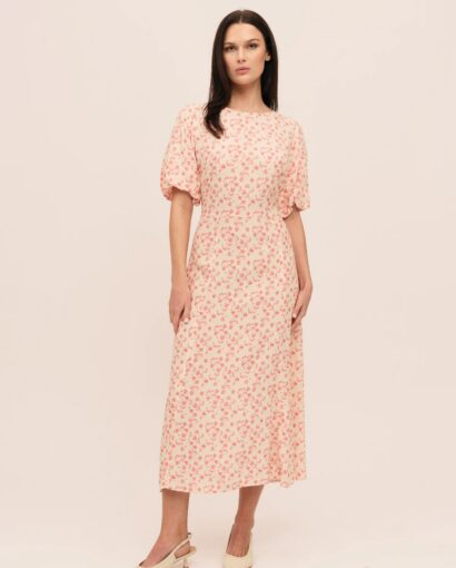Athilda dress - Cream pink flower