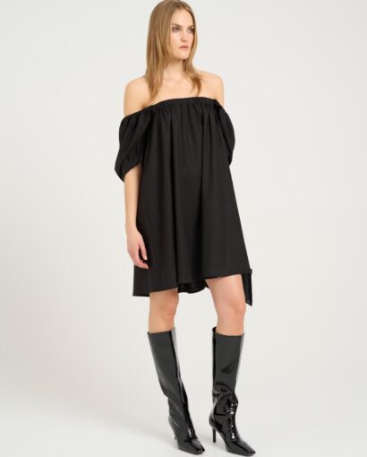 Elarah linen short dress - Black