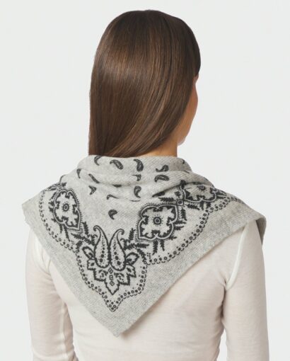 Adelina paisley knit scarf - Grey melange