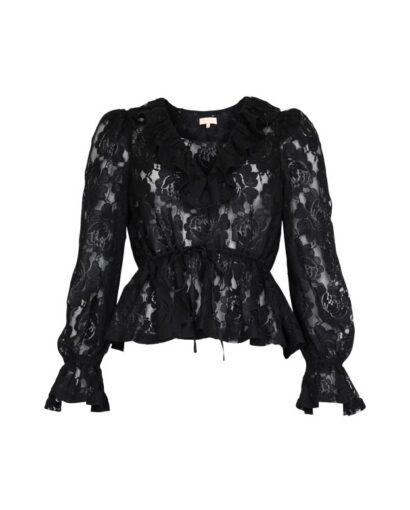 Lace Flounce Top - Black