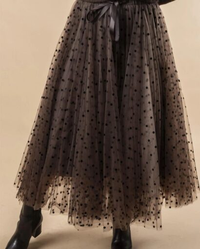 Large Dotted Tulle skirt - Choco