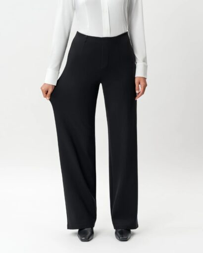 Tailored ponte relaxed trouser - Black