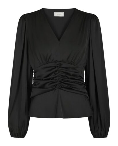 Pascal drapy satin blouse - Black
