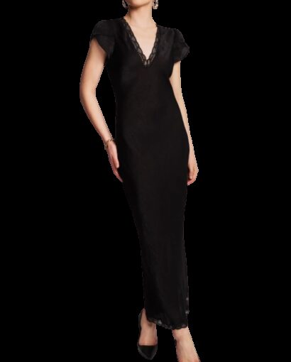 Jacquard V-neck dress - Black