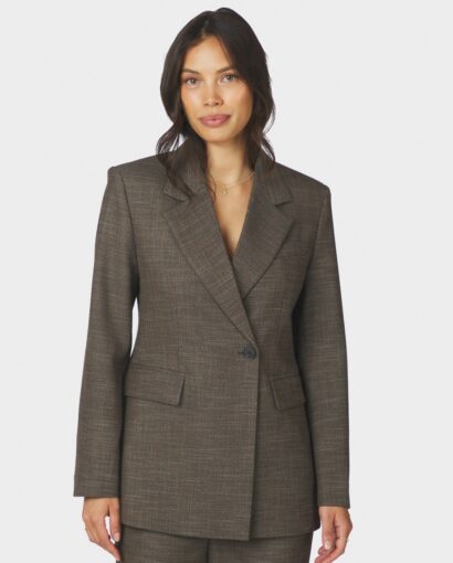 Perine structure twill blazer - Dark taupe