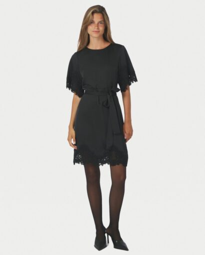 Xelina satin lace dress - Black